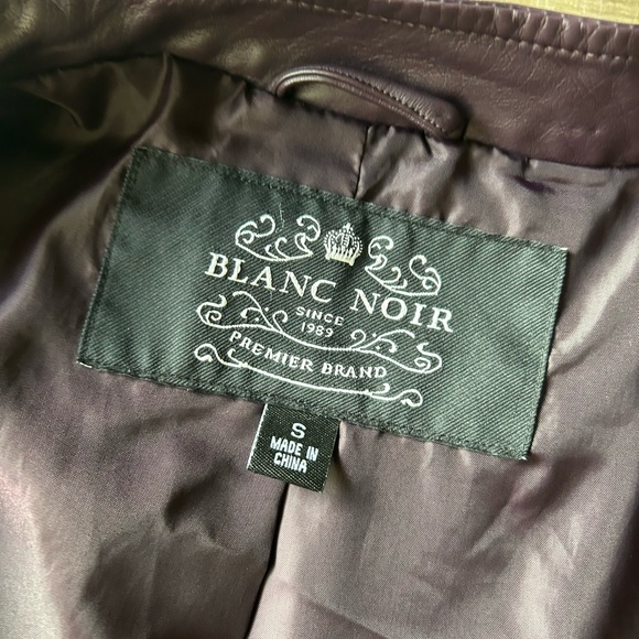 ▶️ Blanc Noir Women’s S Purple Moto Jacket Vegan Leather Full Zip Pockets NEW - Picture 4 of 16
